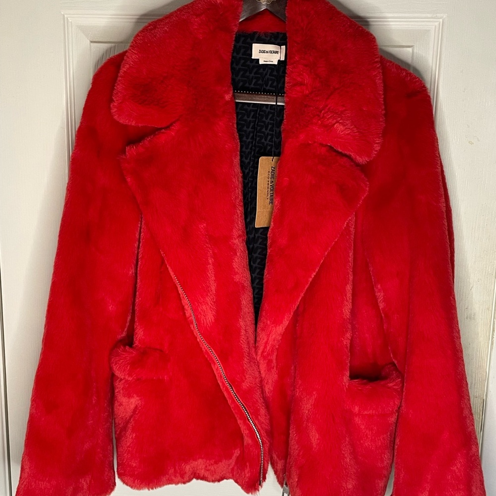 NWT Zadig & Voltaire Freeze Color Faux Fur Coat. M/L.